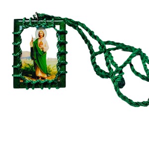 St Jude and Jesus Malverde Reversible Scapular Necklace