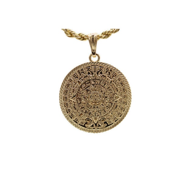 Calendario Azteca Medalla Con Cadena NUEVO 24K Oro Chapeado - Etsy