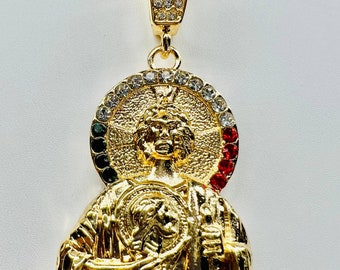 St Jude Pendant with Necklace 24K Gold Filled Saint Chain San Judas Cadena NEW