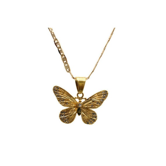 Golden-Kissed Murano Glass Butterfly Necklace | Uno Alla Volta
