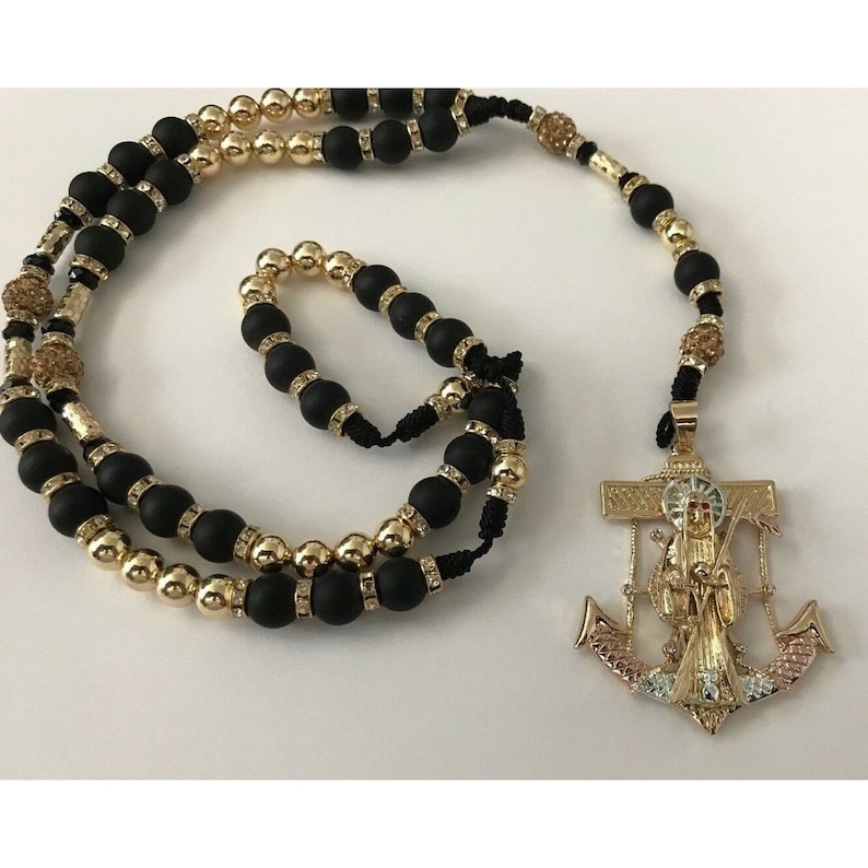 Santa Muerte Anchor Rosary Gold Filled Etsy