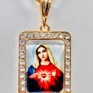 Immaculate Heart of Mary Pendant w/ Rope Necklace 24K Gold Filled