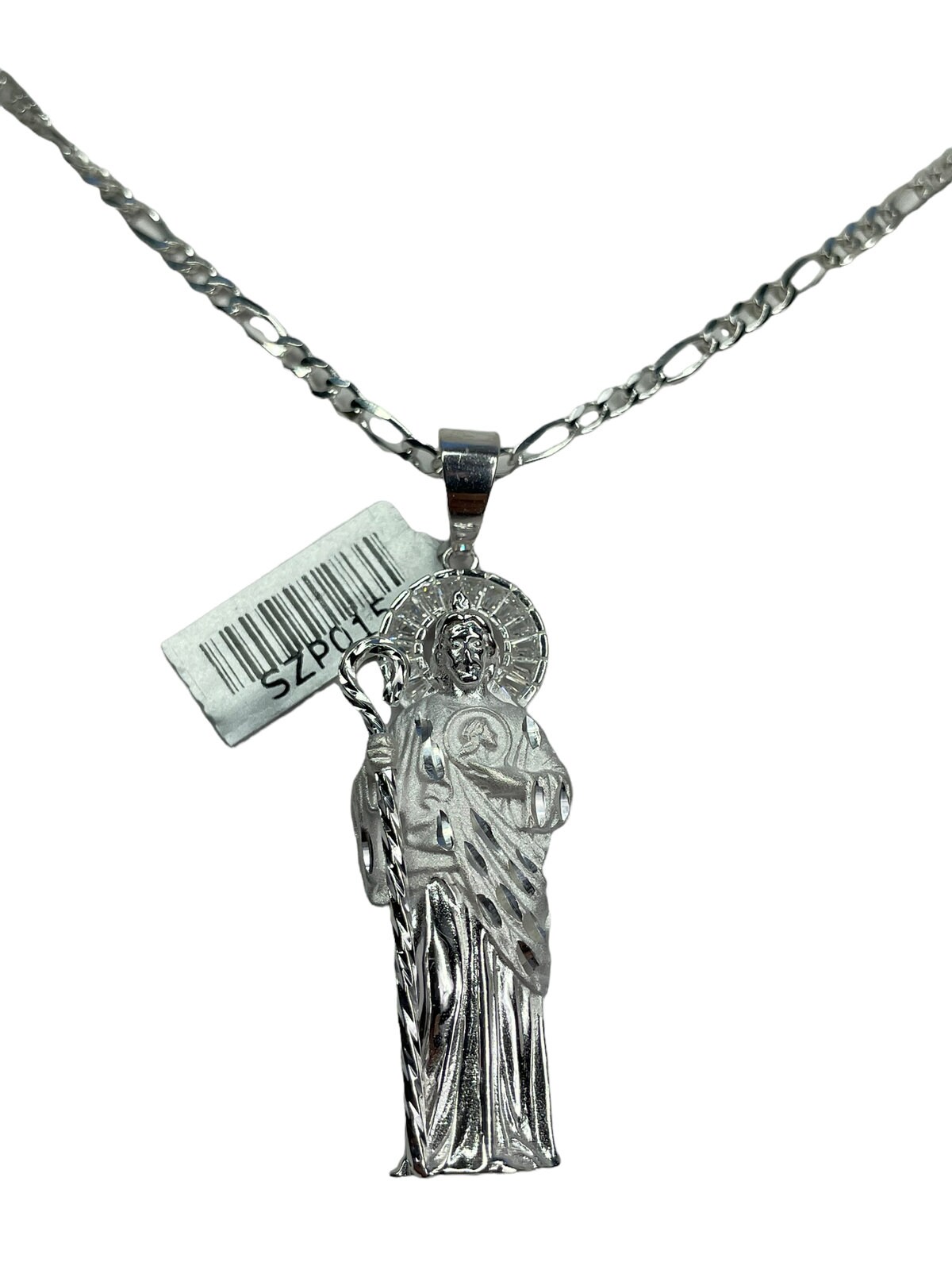St Jude Pendant With Figaro Necklace 925 Sterling Silver Saint Tadeo ...