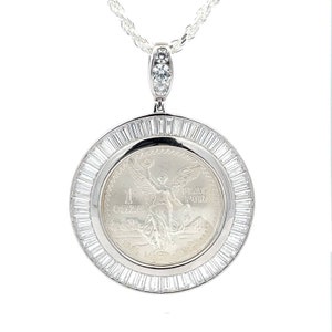 Centenario Pendant with Rope Chain NEW Sterling Silver .925