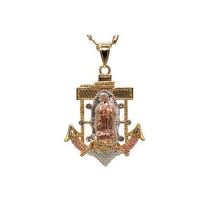 Our Lady of Guadalupe Anchor Pendant Necklace 24K Gold Filled