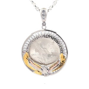 Centenario Pendant with Rope Chain Eagle Sterling Silver .925