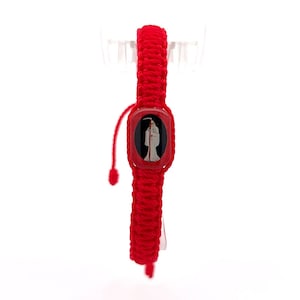 White Santa Muerte Red Handmade Bracelet Knotted Rope Adjustable Holy Death NEW
