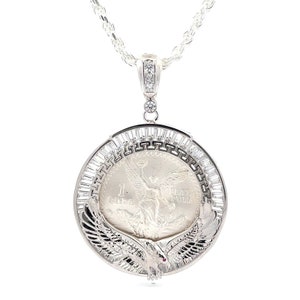Centenario Pendant with Rope Chain Eagle Sterling Silver .925 NEW