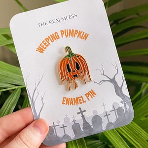 Weeping Pumpkin | Enamel Pin | 1.5in x 1 in | Backpack Pins | | Halloween Pins | Spooky Gifts | Fall Accessories