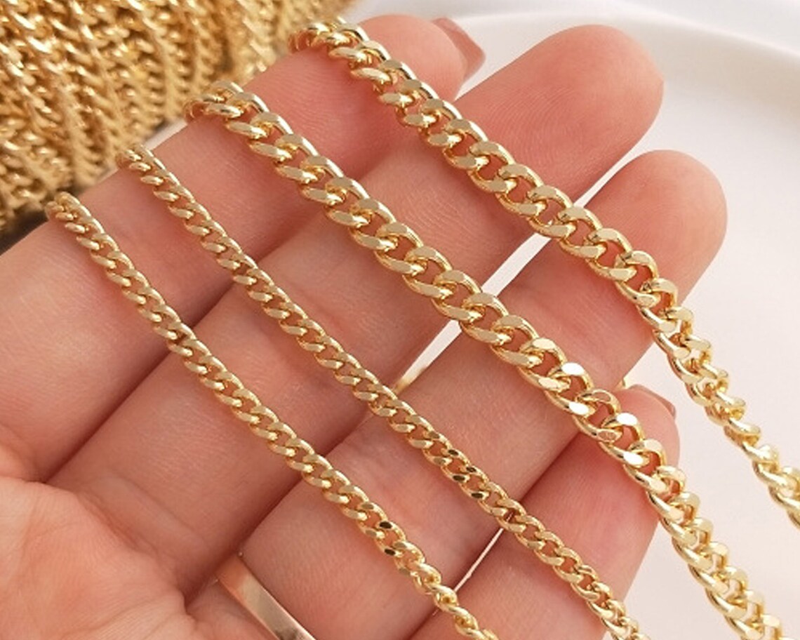 Chaîne en or 14K chaîne de rouleau pour des bijoux de DIY - Etsy France