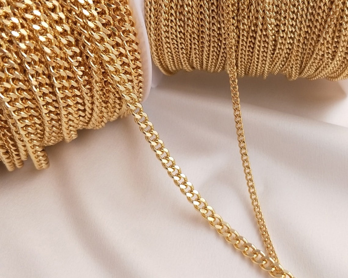 Chaîne en or 14K chaîne de rouleau pour des bijoux de DIY - Etsy France
