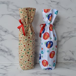 Couvre-bouteilles de vin de Noël, Sac en tissu pour bouteille de vin, Sacs-cadeaux de Noël réutilisables, Emballage cadeau écologique, Cadeaux de Noël vin pour femme