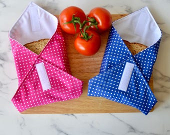 Polka Dot Reusable Sandwich Wrap, Small Birthday Gift for Women, Back to School Gift for Children