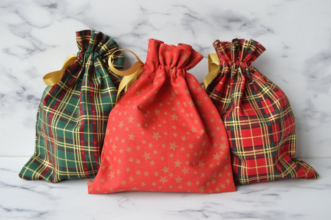 Tartan Gift Bag, Christmas Gift Bags, Small Reusable Gift Bag, Reusable ...