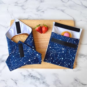 Constellation Reusable Sandwich Wrap and Snack Bag Set, Celestial Gifts for Women, Back to School Gift for Kids