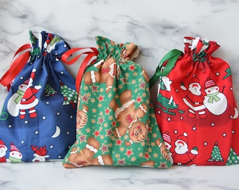 Christmas Gift Bags, Small Reusable Gift Bag, Reusable Gift Wrap, Christmas Table Present Bag, Fabric Gift Bag, Fabric Wrapping
