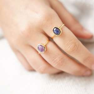 14K Gold Plated Silver sterling 925 ring with the real dried flowers from Holy Land, Oval, Gift for her