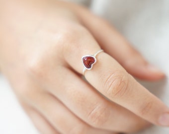 Sterling Silver 925 Heart-Shaped Ring with Real Dried Flowers from the Holy Land | Handmade Christian Gift for Women