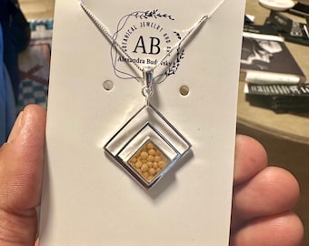 Christian jewelry, Silver/Gold plated handmade pendant with dried flowers from the Holy Land, religious pendant, every day pendant