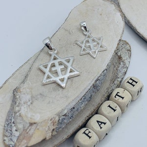 Silver Pendant set large and small, Star of David with a Cross, 925 sterling silver