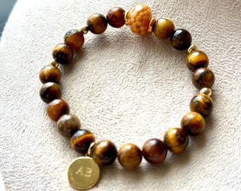 Tiger Eye Bracelet Gold Plated-Medium or Large