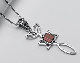 Christian necklace , sterling silver Messianic pendant with Nano Bible sim , New testament or Old Hebrew Bible or both, Bible verse necklace