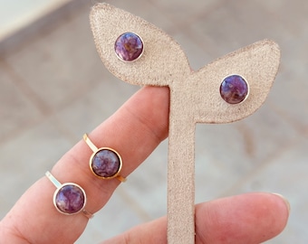 Round Silver/Gold plated handmade earrings with real dried flowers from the Holy Land, stud earrings , flower earrings