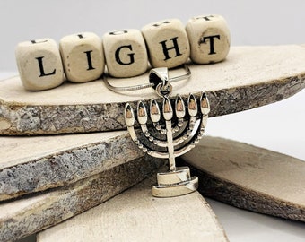 Silver large Menorah Pendant, 925 sterling silver