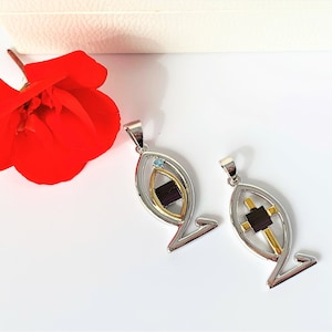 Set of 2 Christian Jewelry, sterling silver necklace with Nano Bible sim, New testament, fish necklace, Holy Land, Israeli jewelry