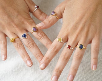 Set of three (3) Silver sterling 925 rings with the real dried flowers from Holy Land, Gift for her