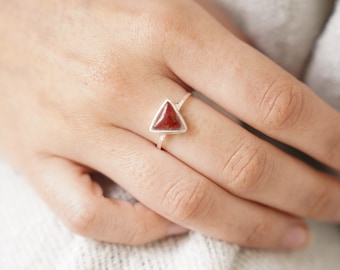 Silver sterling 925 ring with the real dried flowers from Holy Land, Triangle, Gift for her