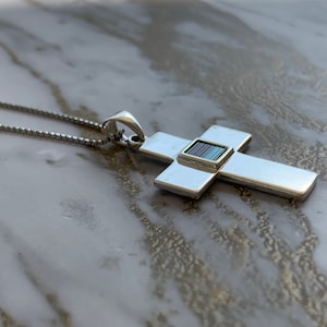 Christian Jewelry , sterling silver cross necklace with Nano Bible sim , new testament , Bible verse necklace , Holy Land , Israeli jewelry