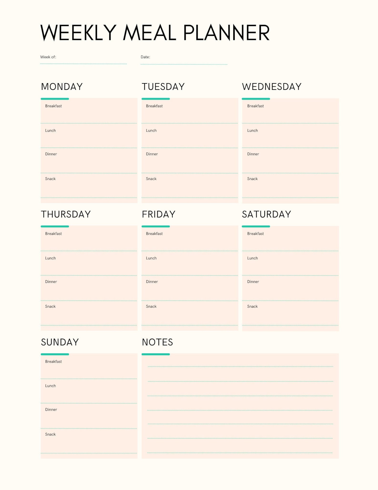 Minimalist Meal Planner Meal Planner Printable Meal Planner Digital ...