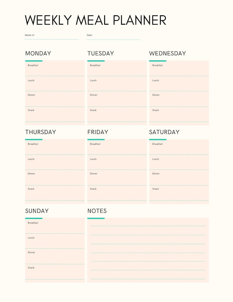 Minimalist Meal Planner Meal Planner Printable Meal Planner Digital ...