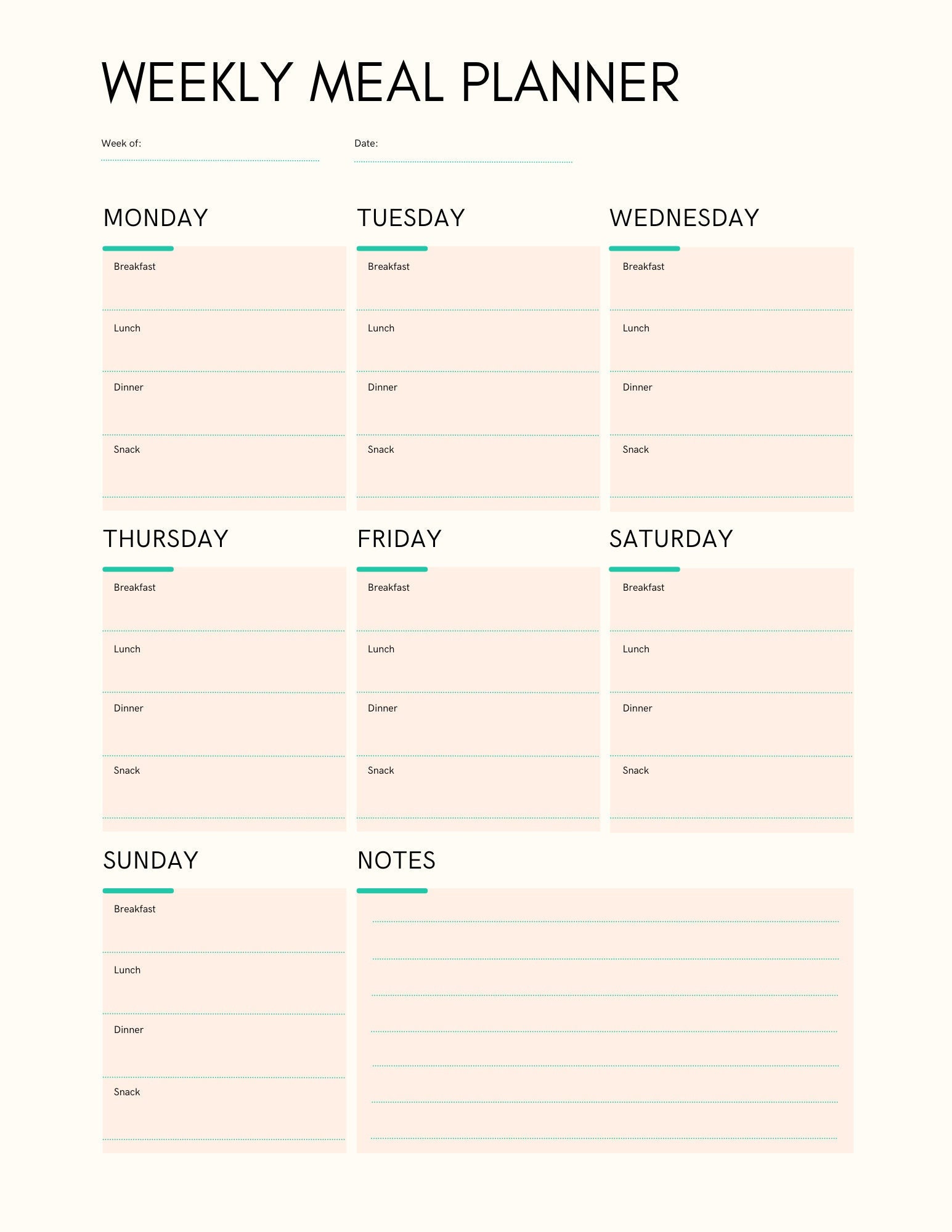 Minimalist Meal Planner Meal Planner Printable Meal Planner Digital ...
