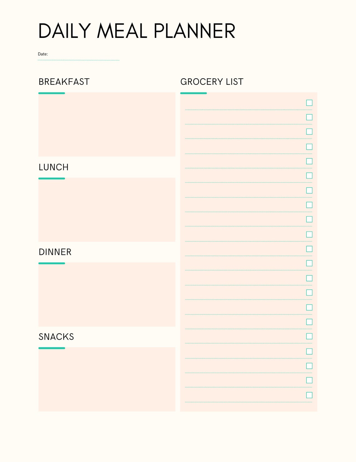Minimalist Meal Planner Meal Planner Printable Meal Planner Digital ...