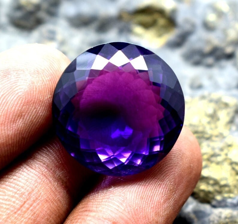 Natural Purple Amethyst Loose Gemstone Round Shape 33.50 CT - Etsy