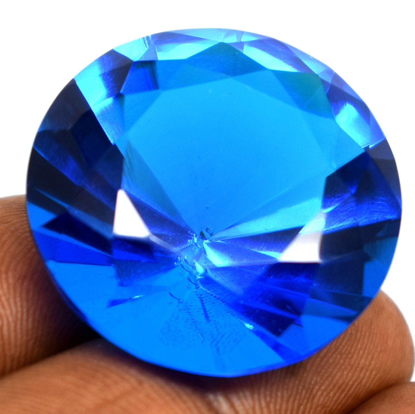 Natural Blue Topaz Hydro Loose Gemstone Round shape 68 CT Etsy