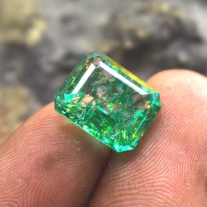 Natural Columbian Emerald 9.05 CT Emerald Cut Faceted Certified Loose Emerald Natural Emerald Gemstone Emerald Pendant RING