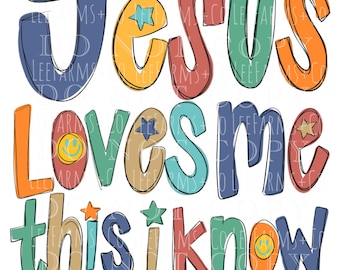 Girl and Boy Bundle Hand drawn Jesus Loves Me This I Know PNG