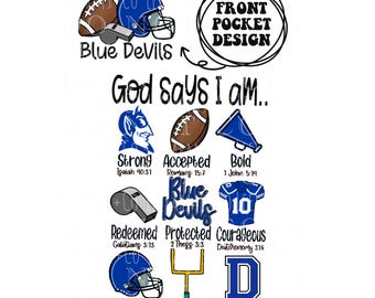 Front/Back Blue Devils God Says I Am PNG