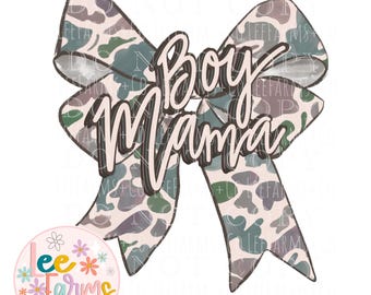 Trending Coquette Camo Bow Boy Mama PNG
