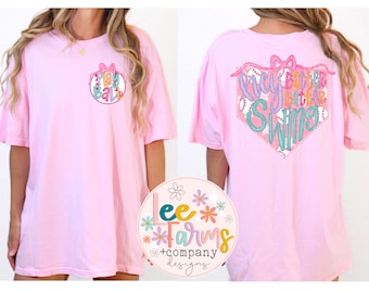 Baseball Softball Coquette PNG: Trendy Front Back Design (Digital Download)