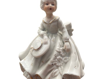 Vintage Spieluhr Hübsche Dame Figur Porzellan Kitsch Ornament Spielen Einige Verzauberten Abend, Vintage Spieluhr, Porzellan Spieluhr