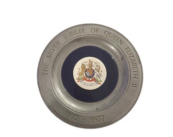 Jubileo de Plata de SM la Reina Isabel II 1952 - 1977 - Placa de metal para colgar en la pared - Placa real - Placa conmemorativa - Decoración de la pared -