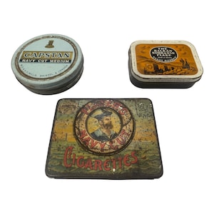 Set of Vintage Player's Navy Cut Cigarettes Tin/Capstan Navy Cut Medium by The Imperial Tobacco/The Balkan Sobranie Flake, Mother's Day Gift