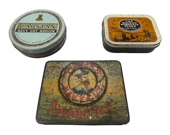 Set of Vintage Player&#39;s Navy Cut Cigarettes Tin/Capstan Navy Cut Medium by The Imperial Tobacco/The Balkan Sobranie Flake, Mother&#39;s Day Gift