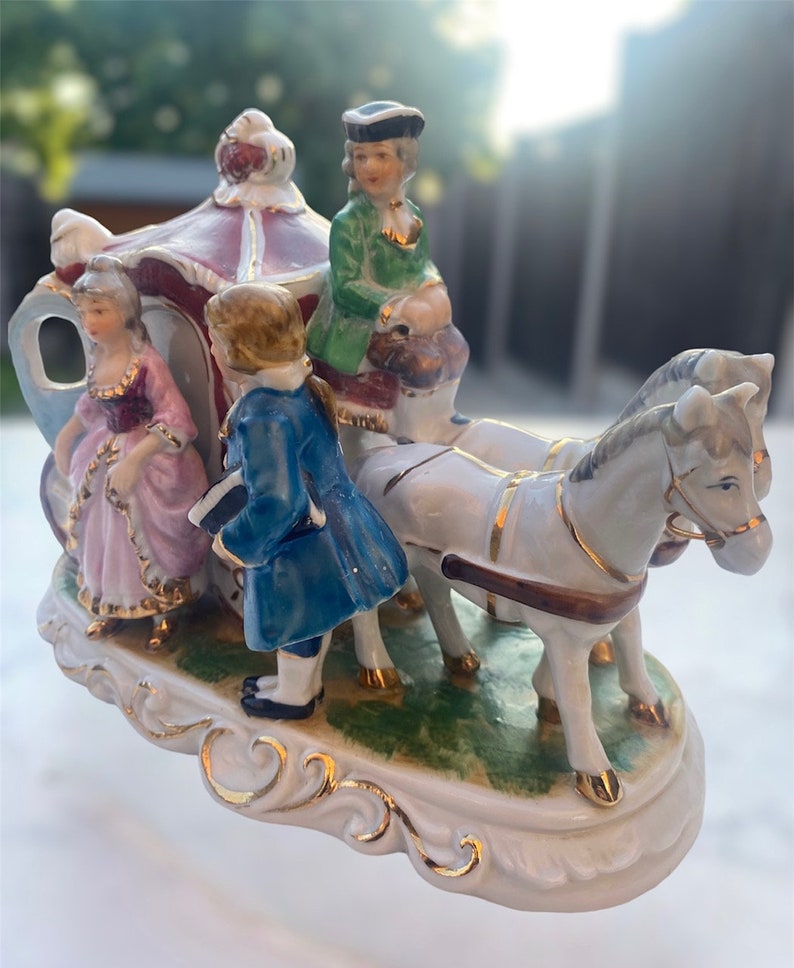 Capodimonte Italian Porcelain Horse and Carriage Two Etsy