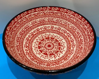 Handmade Ceramic Salad Bowl, Turkish Pottery Decor, Housewarming Gift