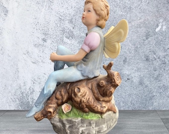 Vintage Fairy MANN 1982 Music Box , Unique Music Box , Housewarming Gifts , Collectible Music Box , Vintage Music Box, Ceramic Music Box